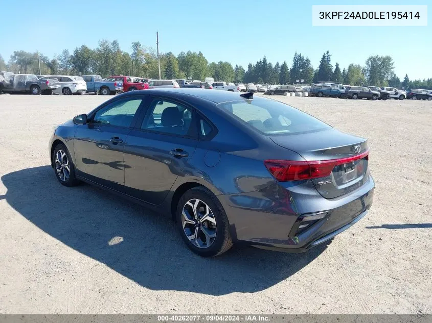 2020 Kia Forte Lxs VIN: 3KPF24AD0LE195414 Lot: 40262077