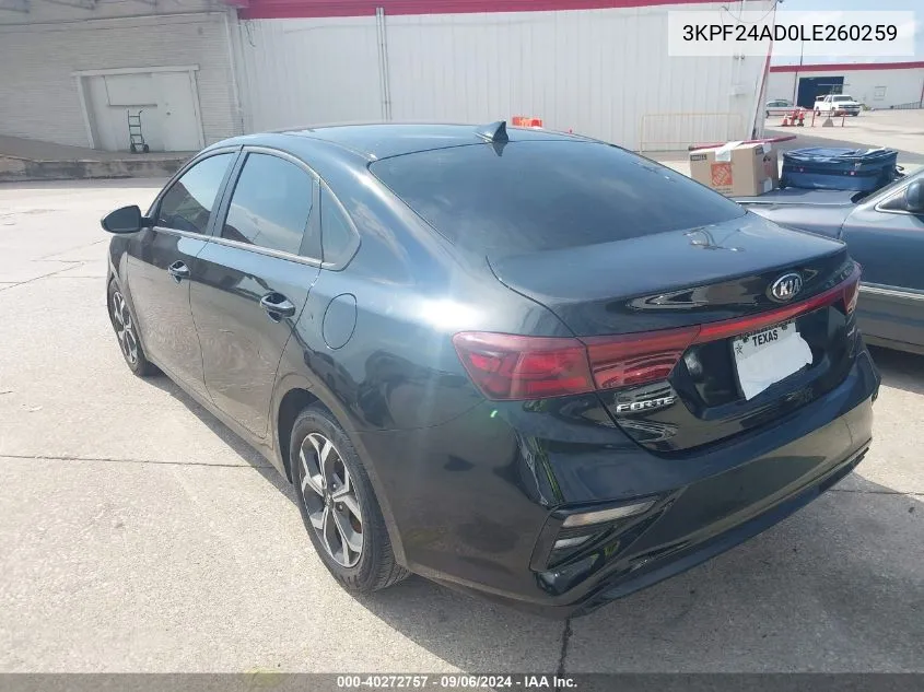 2020 Kia Forte Lxs VIN: 3KPF24AD0LE260259 Lot: 40272757