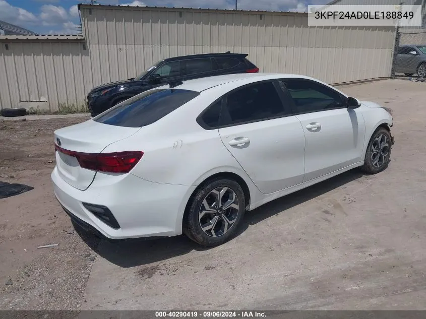 2020 Kia Forte Lxs VIN: 3KPF24AD0LE188849 Lot: 40290419