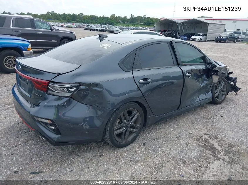 2020 Kia Forte Gt-Line VIN: 3KPF34AD1LE151239 Lot: 40292816