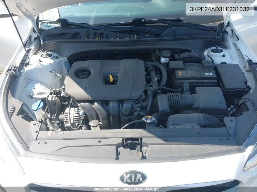 2020 Kia Forte Lxs VIN: 3KPF24AD3LE231032 Lot: 40302007