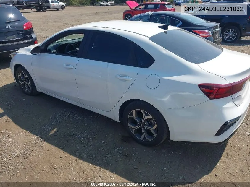 2020 Kia Forte Lxs VIN: 3KPF24AD3LE231032 Lot: 40302007