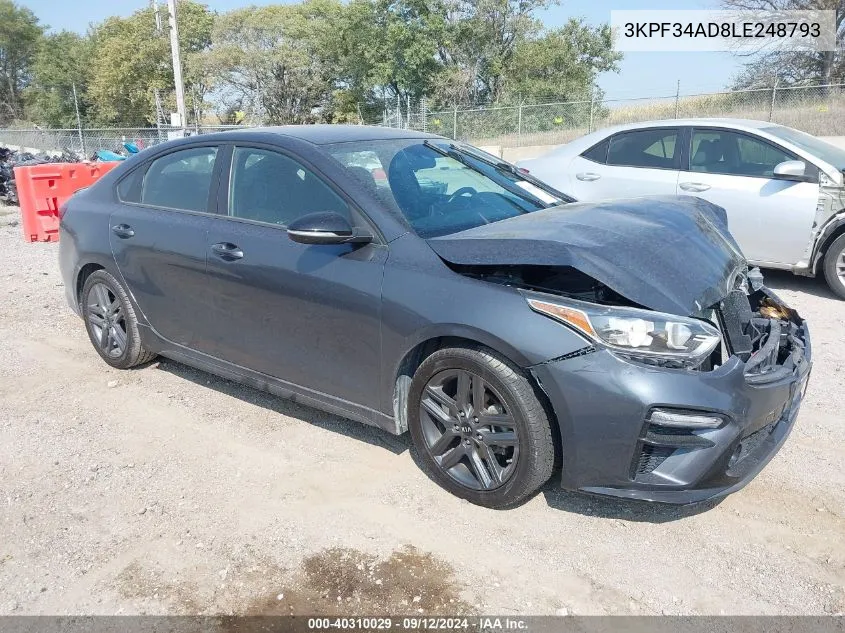 2020 Kia Forte Gt-Line VIN: 3KPF34AD8LE248793 Lot: 40310029