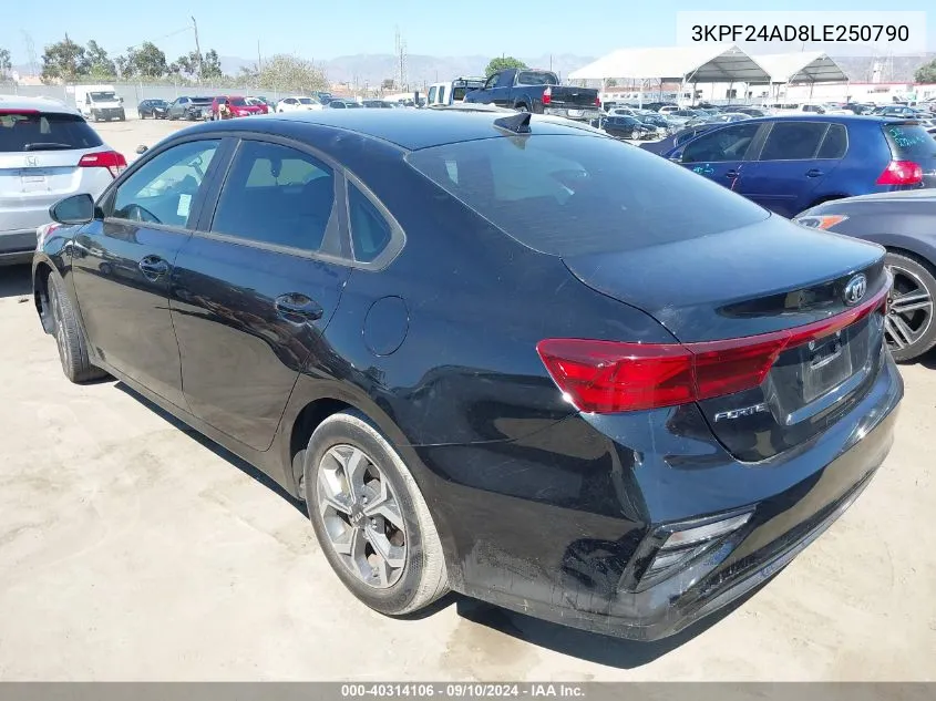 2020 Kia Forte Fe/Lxs VIN: 3KPF24AD8LE250790 Lot: 40314106