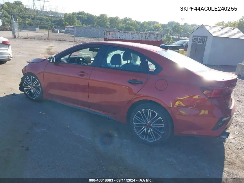 2020 Kia Forte Gt VIN: 3KPF44AC0LE240255 Lot: 40318983