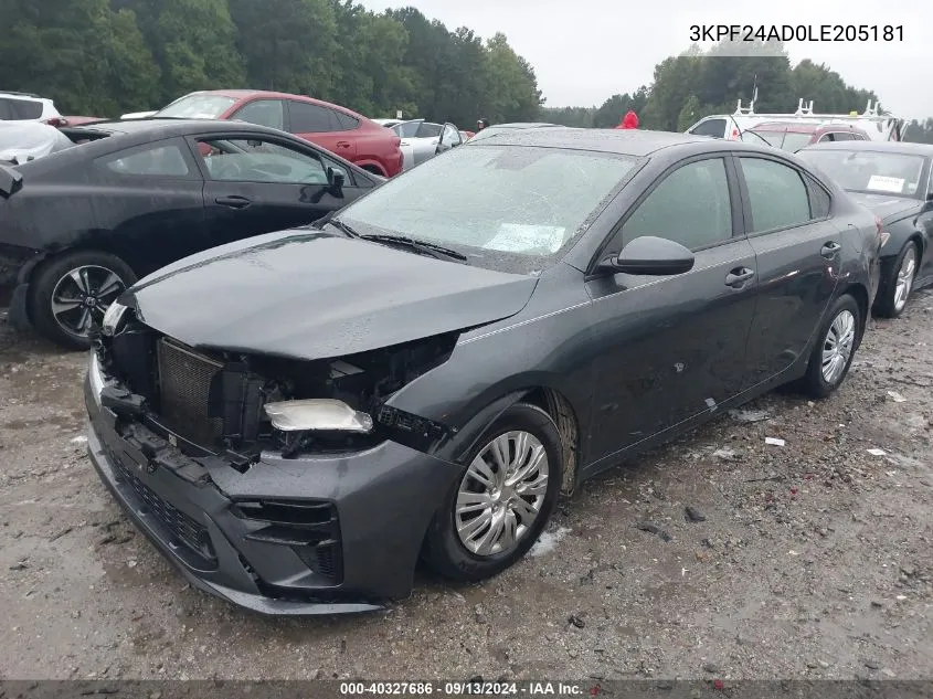 2020 Kia Forte Fe VIN: 3KPF24AD0LE205181 Lot: 40327686