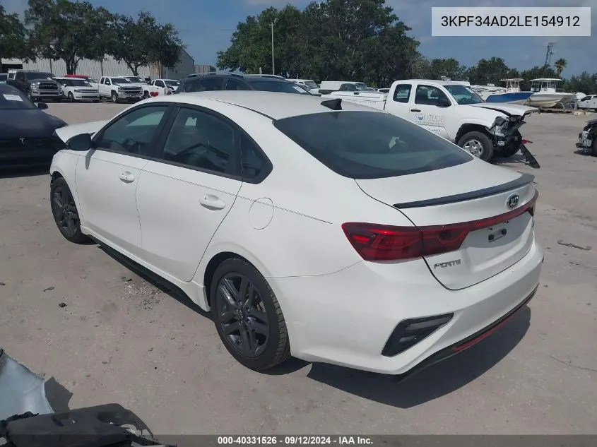 2020 Kia Forte Gt-Line VIN: 3KPF34AD2LE154912 Lot: 40331526