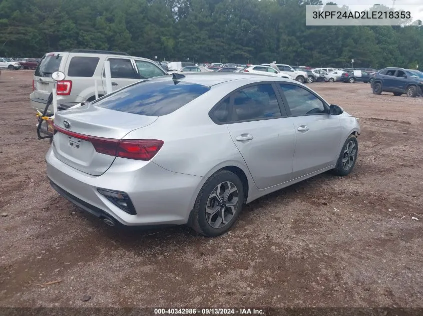 2020 Kia Forte Lxs VIN: 3KPF24AD2LE218353 Lot: 40342986