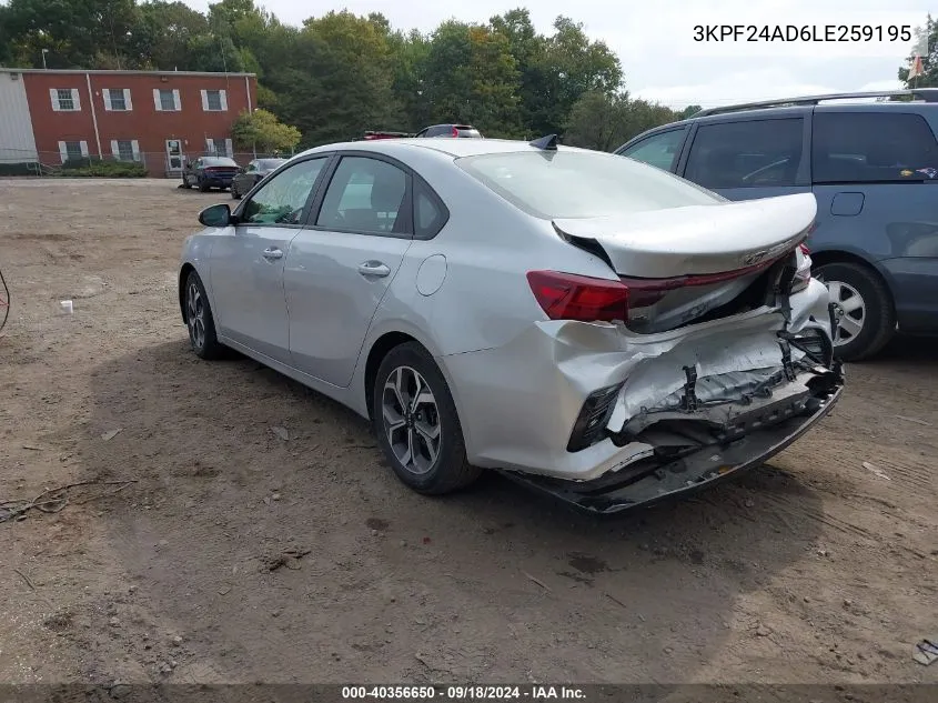 2020 Kia Forte Fe/Lxs VIN: 3KPF24AD6LE259195 Lot: 40356650