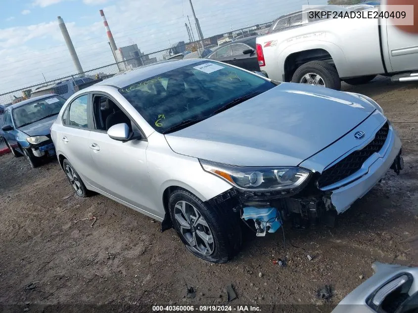 2020 Kia Forte Lxs VIN: 3KPF24AD3LE240409 Lot: 40360006