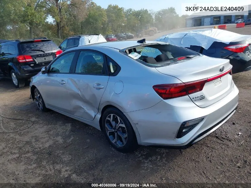 2020 Kia Forte Lxs VIN: 3KPF24AD3LE240409 Lot: 40360006