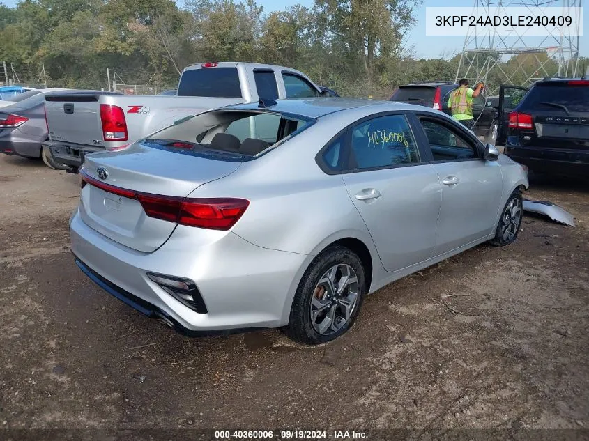 2020 Kia Forte Lxs VIN: 3KPF24AD3LE240409 Lot: 40360006