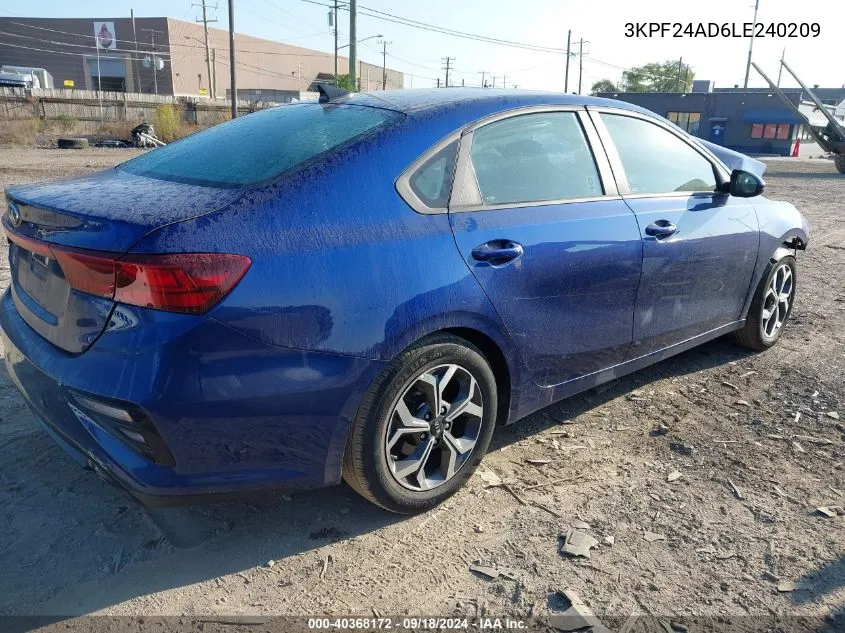 2020 Kia Forte Lxs VIN: 3KPF24AD6LE240209 Lot: 40368172