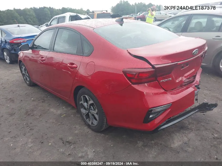 3KPF24AD4LE187378 2020 Kia Forte Lxs