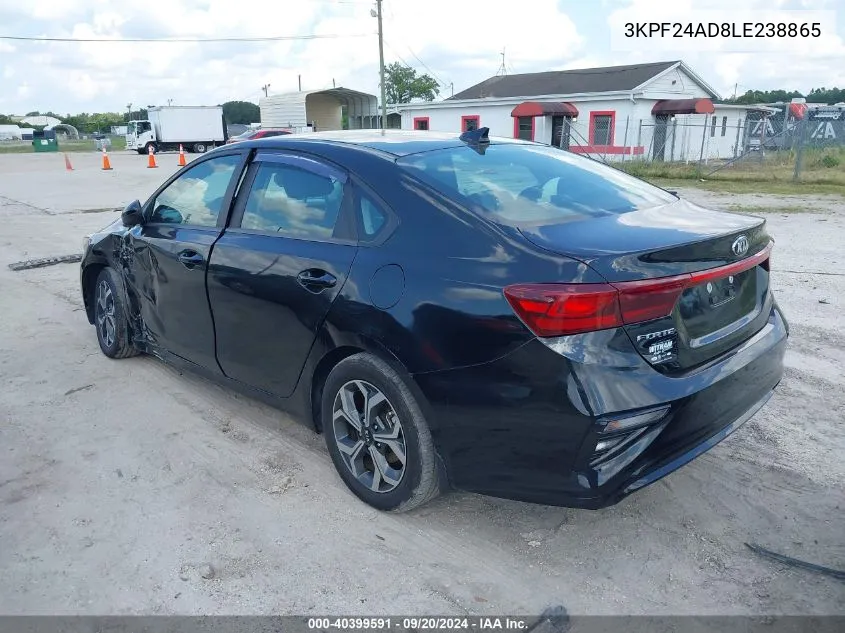 2020 Kia Forte Lxs VIN: 3KPF24AD8LE238865 Lot: 40399591