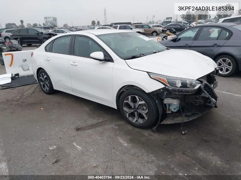 2020 Kia Forte Fe/Lxs VIN: 3KPF24AD3LE185394 Lot: 40403794