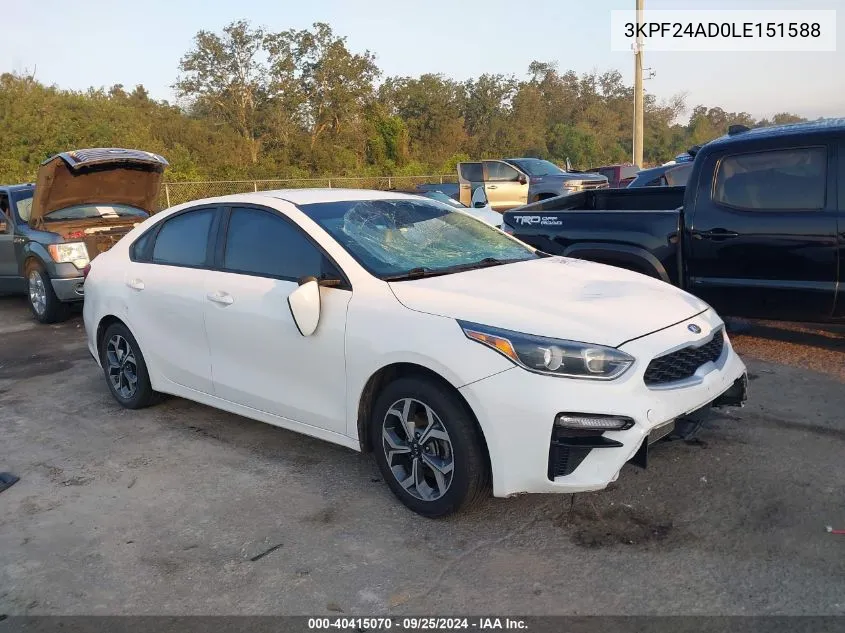 2020 Kia Forte Lxs VIN: 3KPF24AD0LE151588 Lot: 40415070