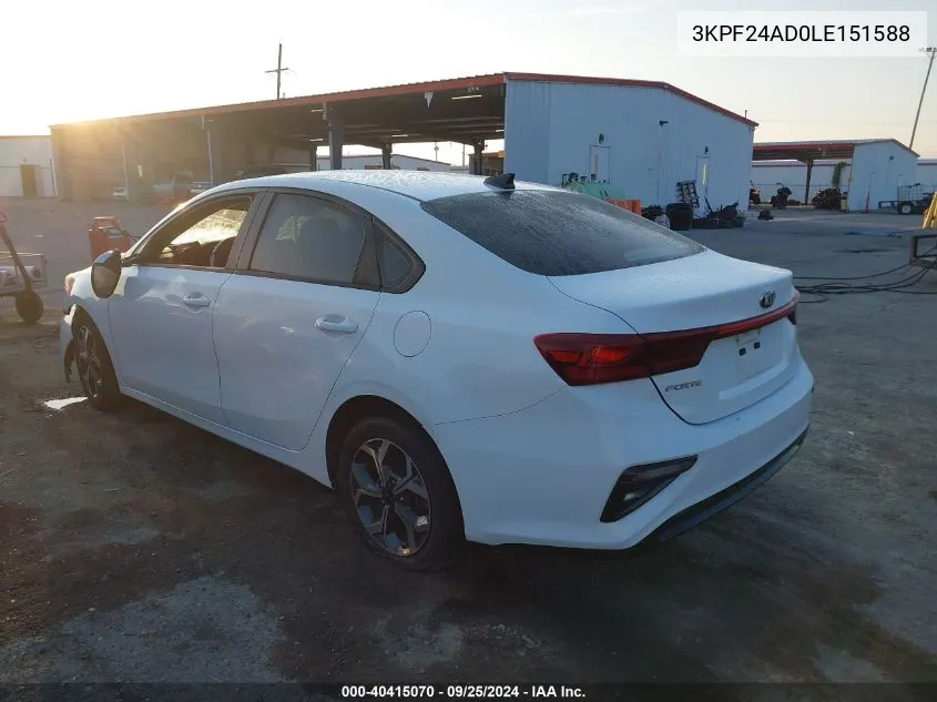 3KPF24AD0LE151588 2020 Kia Forte Lxs