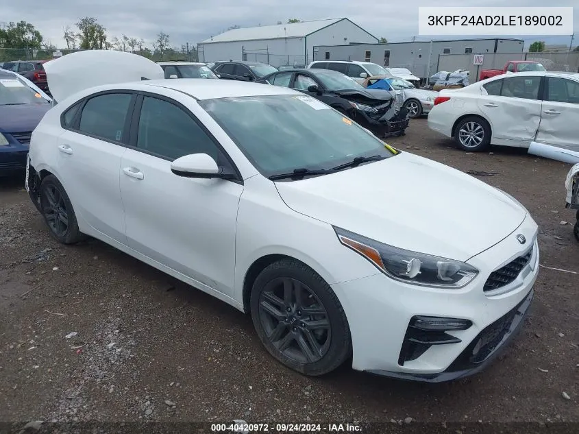 2020 Kia Forte Fe/Lxs VIN: 3KPF24AD2LE189002 Lot: 40420972