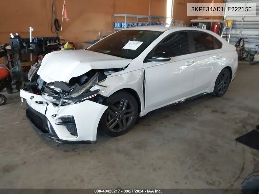 2020 Kia Forte Gt-Line VIN: 3KPF34AD1LE222150 Lot: 40425217