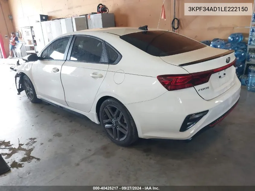 2020 Kia Forte Gt-Line VIN: 3KPF34AD1LE222150 Lot: 40425217