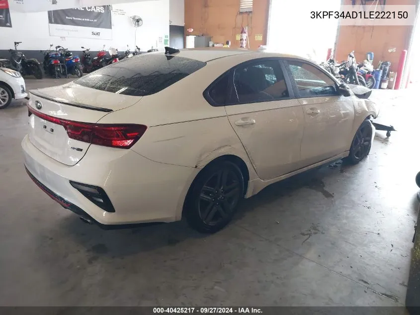 2020 Kia Forte Gt-Line VIN: 3KPF34AD1LE222150 Lot: 40425217