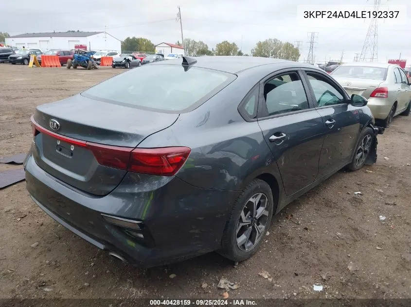 2020 Kia Forte Lxs VIN: 3KPF24AD4LE192337 Lot: 40428159