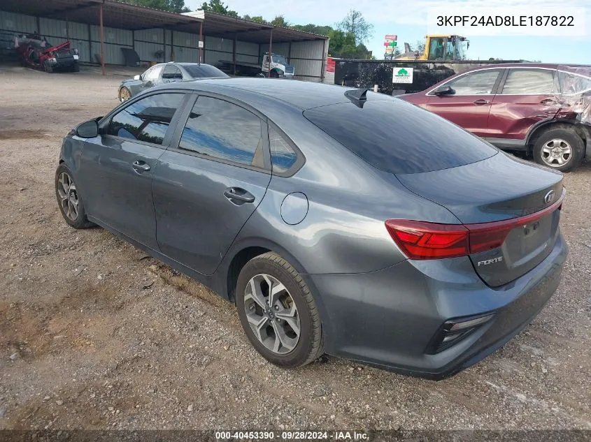 2020 Kia Forte Lxs VIN: 3KPF24AD8LE187822 Lot: 40453390