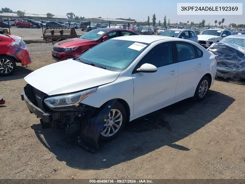 2020 Kia Forte Fe VIN: 3KPF24AD6LE192369 Lot: 40456736