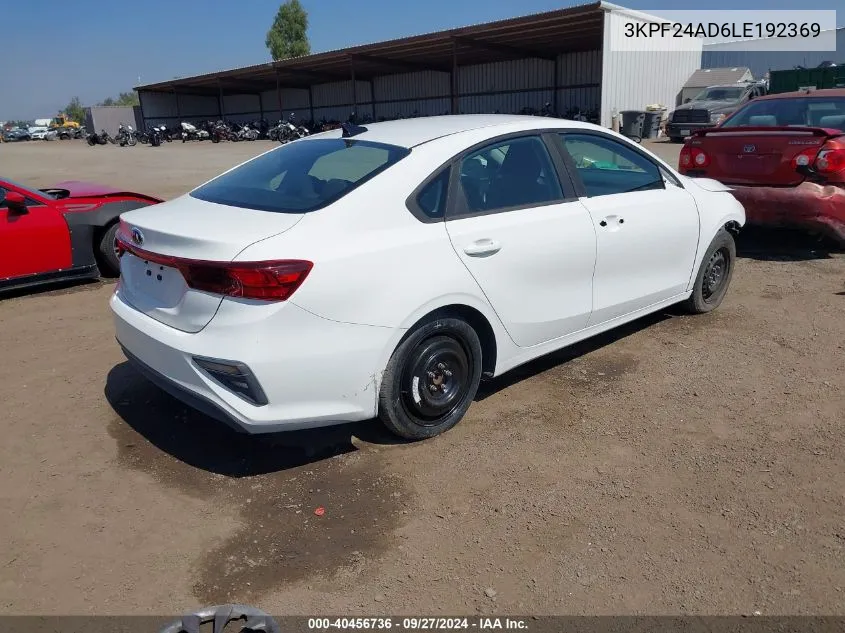 2020 Kia Forte Fe VIN: 3KPF24AD6LE192369 Lot: 40456736