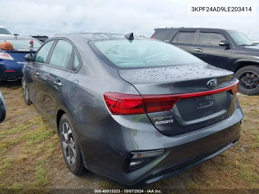 2020 Kia Forte Fe/Lxs VIN: 3KPF24AD9LE203414 Lot: 40513323