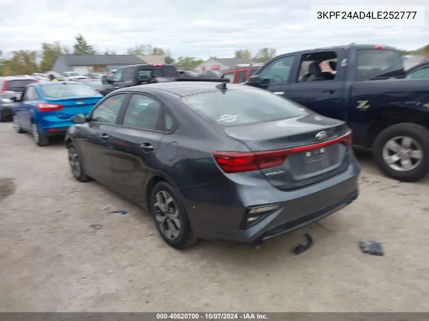 2020 Kia Forte Fe/Lxs VIN: 3KPF24AD4LE252777 Lot: 40520700