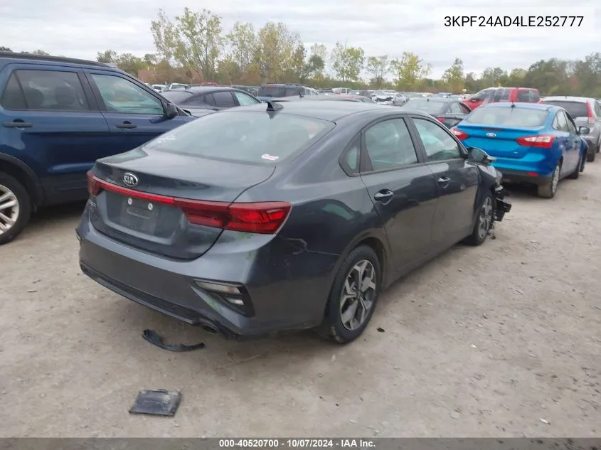 2020 Kia Forte Fe/Lxs VIN: 3KPF24AD4LE252777 Lot: 40520700