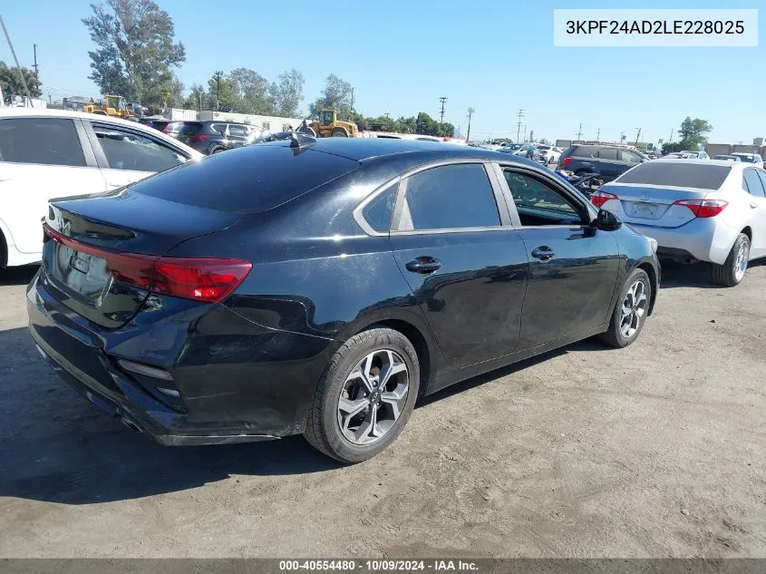 2020 Kia Forte Fe/Lxs VIN: 3KPF24AD2LE228025 Lot: 40554480