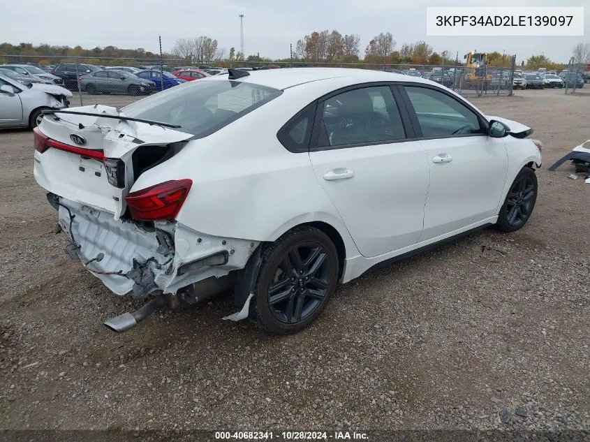 2020 Kia Forte Gt-Line VIN: 3KPF34AD2LE139097 Lot: 40682341