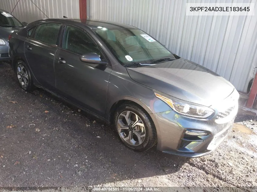 2020 Kia Forte Lxs VIN: 3KPF24AD3LE183645 Lot: 40758501