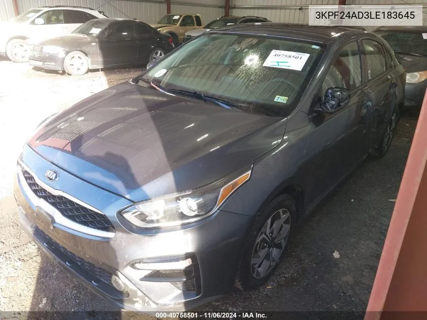 2020 Kia Forte Lxs VIN: 3KPF24AD3LE183645 Lot: 40758501