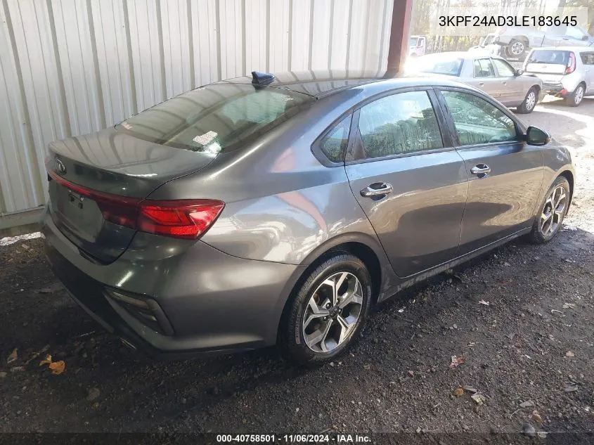 2020 Kia Forte Lxs VIN: 3KPF24AD3LE183645 Lot: 40758501