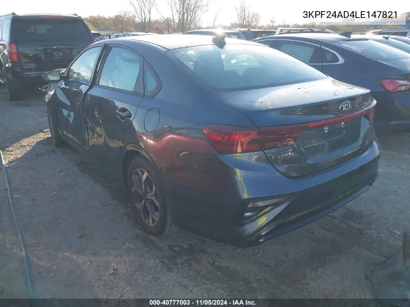 2020 Kia Forte Lxs VIN: 3KPF24AD4LE147821 Lot: 40777003