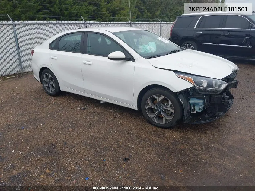 2020 Kia Forte Lxs VIN: 3KPF24AD2LE181501 Lot: 40792804