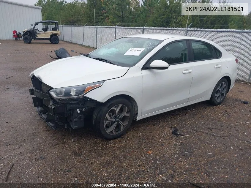 2020 Kia Forte Lxs VIN: 3KPF24AD2LE181501 Lot: 40792804