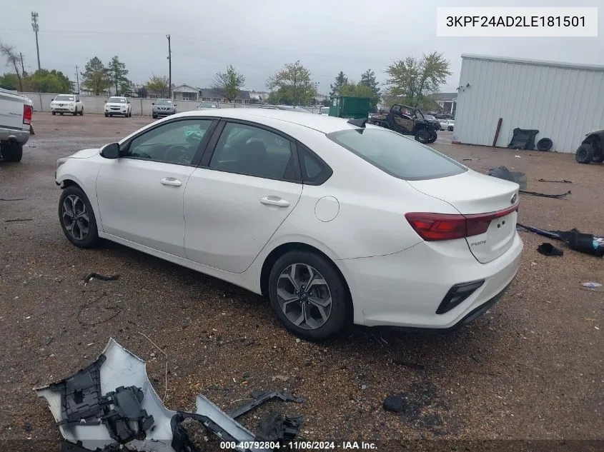 2020 Kia Forte Lxs VIN: 3KPF24AD2LE181501 Lot: 40792804