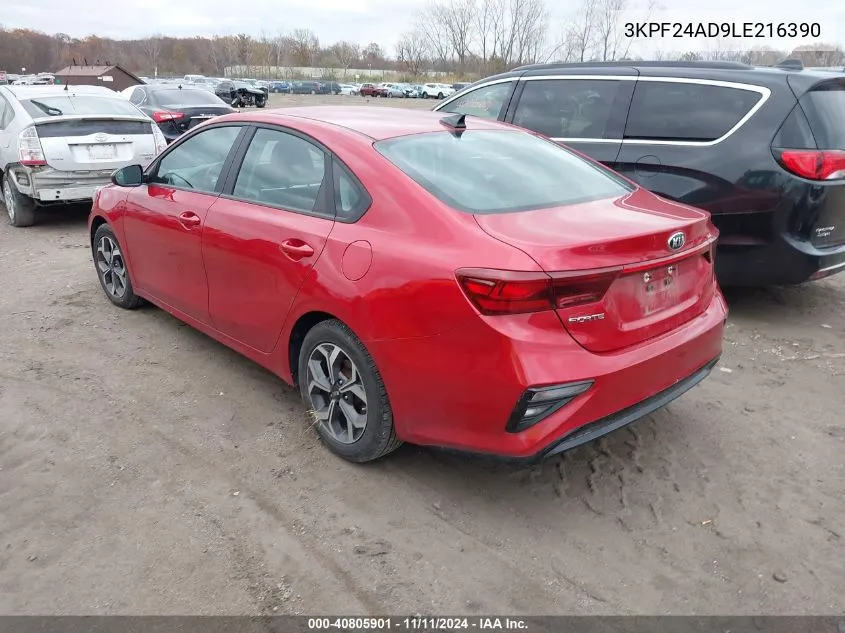 2020 Kia Forte Fe/Lxs VIN: 3KPF24AD9LE216390 Lot: 40805901