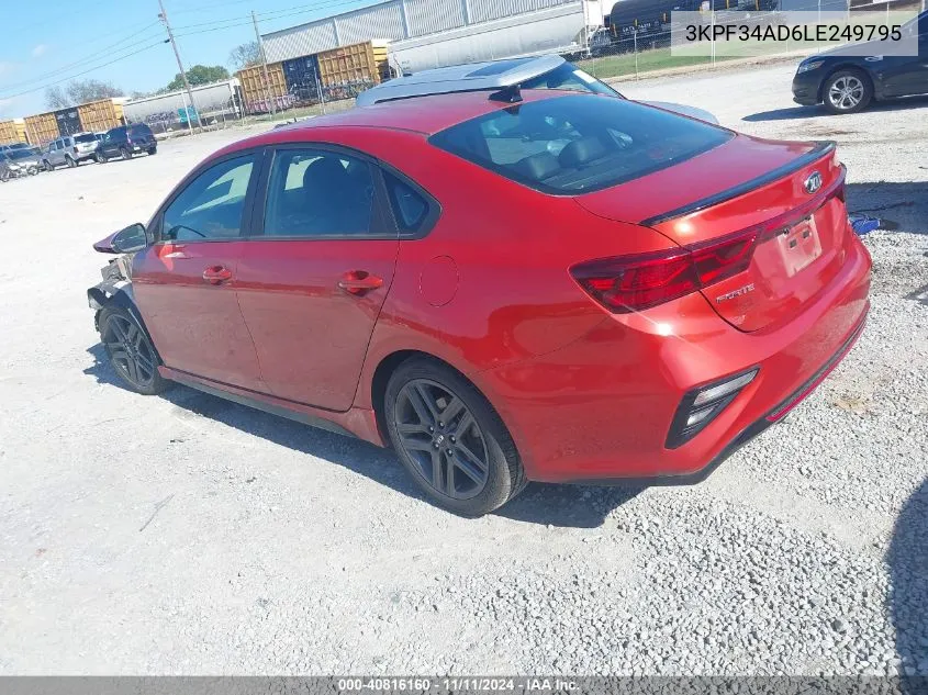 2020 Kia Forte Gt Line/S VIN: 3KPF34AD6LE249795 Lot: 40816160