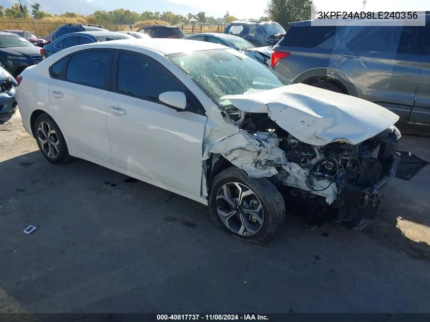 2020 Kia Forte Lxs VIN: 3KPF24AD8LE240356 Lot: 40817737