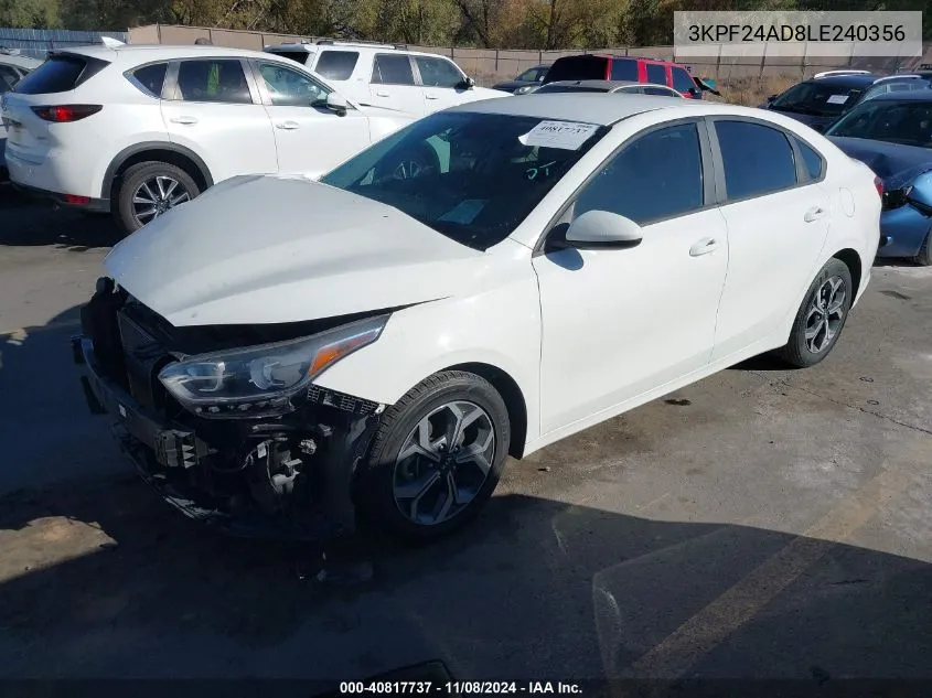 2020 Kia Forte Lxs VIN: 3KPF24AD8LE240356 Lot: 40817737