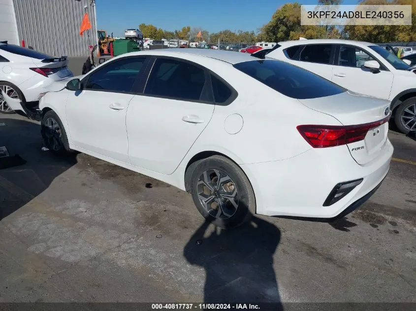 2020 Kia Forte Lxs VIN: 3KPF24AD8LE240356 Lot: 40817737