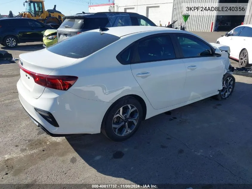 2020 Kia Forte Lxs VIN: 3KPF24AD8LE240356 Lot: 40817737