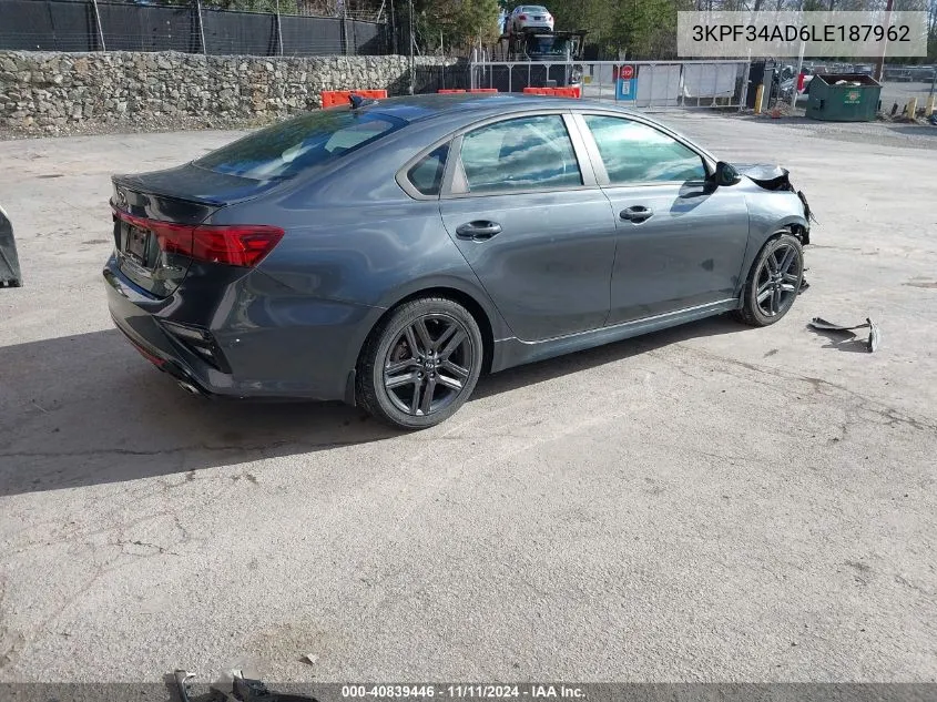 2020 Kia Forte Gt-Line VIN: 3KPF34AD6LE187962 Lot: 40839446