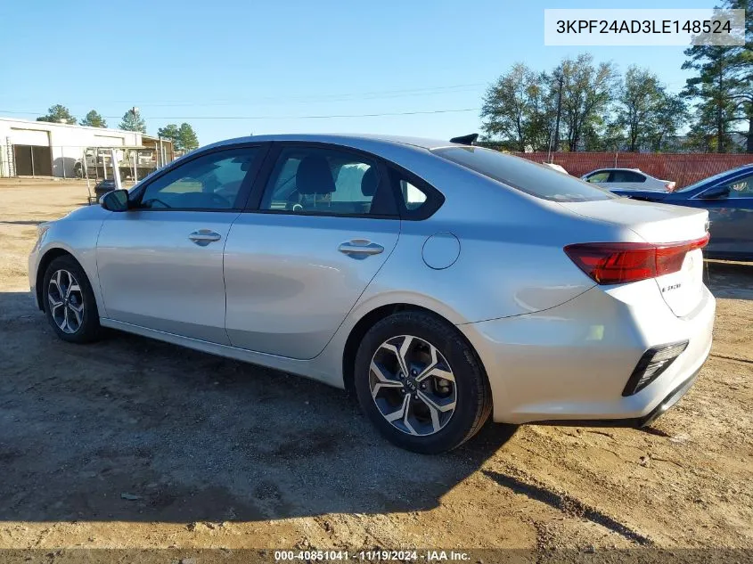 2020 Kia Forte Lxs VIN: 3KPF24AD3LE148524 Lot: 40851041